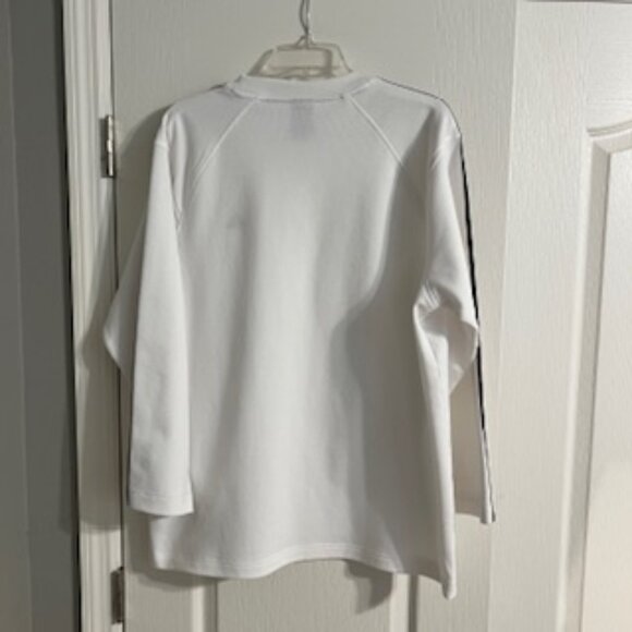Adidas Men's Long Sleeve Shirt White With Black Stripes On Arms Large - Picture 2 of 15
